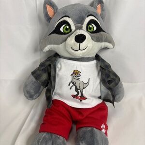 Build A Bear Oliver The Raccoon Great Wolf Lodge Exclusive 12” BAB w/Dino Shirt